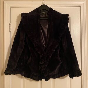Damselle New York Black Faux Fur Jacket. Women’s.Small. Pockets. Excellent Cond.